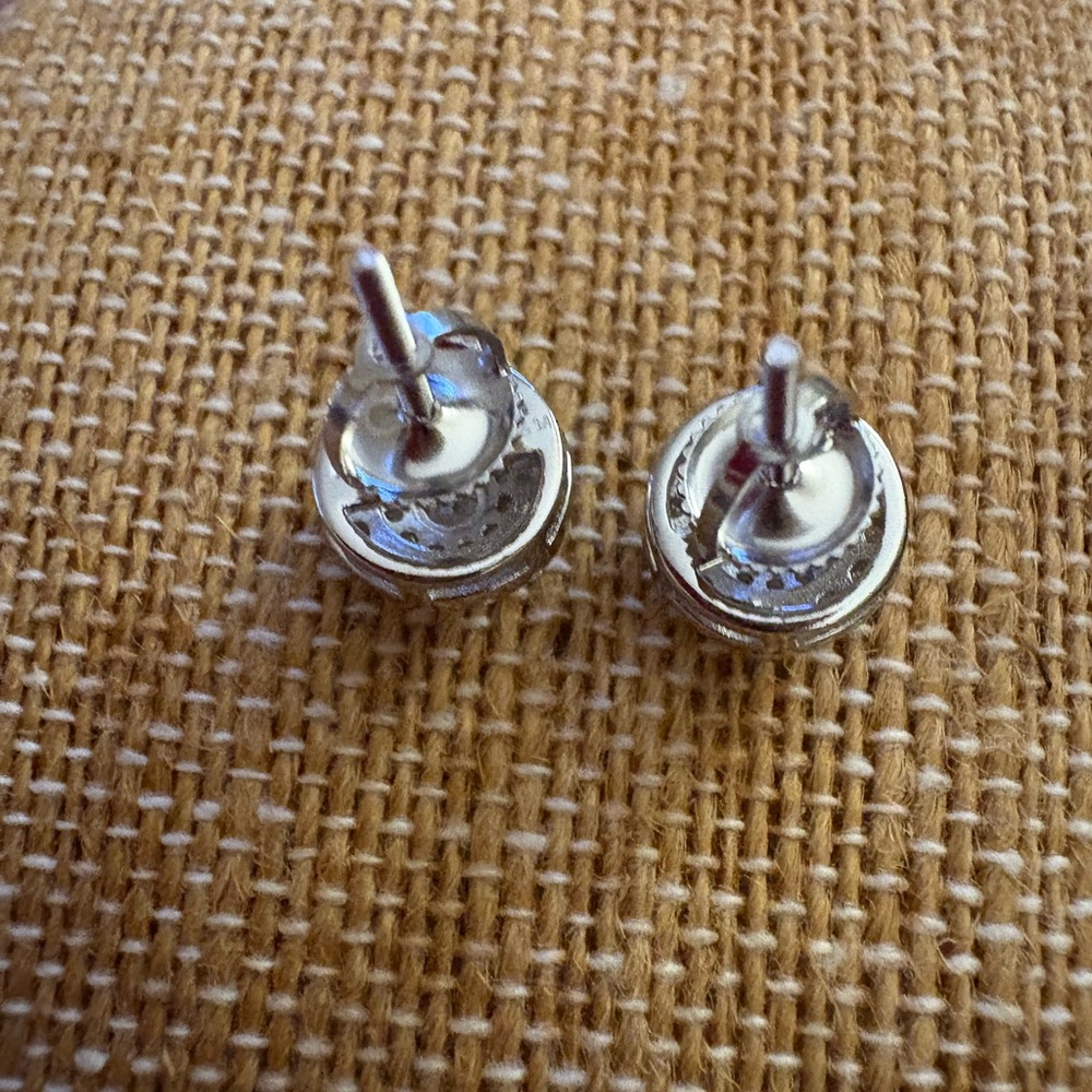 Solid Sterling Silver Screw Back Moissanite Stud … - image 3